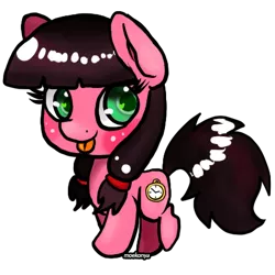 Size: 437x437 | Tagged: safe, artist:moekonya, derpibooru import, oc, oc:macdolia, unofficial characters only, earth pony, pony, chibi, heart eyes, solo, time travel, tongue out, wingding eyes