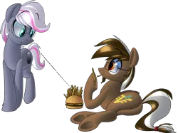 Size: 1773x1329 | Tagged: artist:january3rd, burger, cute, derpibooru import, eating, food, french fries, hamburger, oc, oc:jannie daze, oc:yoshi ringo, plot, ponies eating meat, safe, simple background, transparent background, underhoof, unofficial characters only