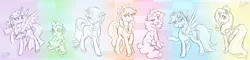 Size: 5000x1200 | Tagged: safe, artist:kikirdcz, derpibooru import, applejack, fluttershy, pinkie pie, rainbow dash, rarity, spike, twilight sparkle, twilight sparkle (alicorn), alicorn, pony, book, female, mane seven, mane six, mare, sketch