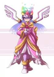 Size: 1883x2682 | Tagged: artist:thegreatrouge, clothes, crossover, cyber-elf, derpibooru import, dress, human, humanized, looking at you, megaman, megaman zero, safe, solo, twilight sparkle