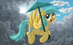 Size: 3200x2000 | Tagged: artist:template93, background pony, cloud, cute, derpibooru import, patreon, rain, safe, solo, sun, sunshower raindrops, umbrella