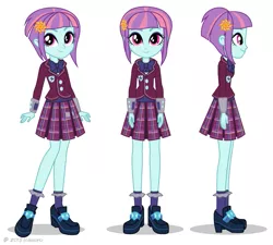 Size: 817x735 | Tagged: safe, derpibooru import, official, sunny flare, equestria girls, friendship games, bowtie, clothes, crystal prep academy uniform, cute, female, looking at you, pleated skirt, school uniform, skirt, smiling, socks, solo, wristband