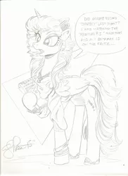 Size: 1700x2338 | Tagged: 80s, artist:andypriceart, betamax, derpibooru import, monochrome, princess luna, safe, solo, traditional art, trapper keeper