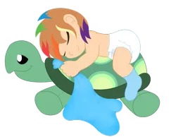 Size: 1013x788 | Tagged: age regression, artist:the-crusader-network, cute, derpibooru import, diaper, human, humanized, poofy diaper, rainbow dash, safe, sleeping, tank