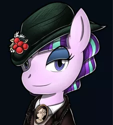 Size: 2000x2216 | Tagged: artist:flam3zero, bbc, clothes, crossover, derpibooru import, doctor who, hat, looking at you, missy, safe, solo, starlight glimmer, style emulation, the master, yuji uekawa style