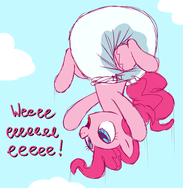 Size: 1280x1319 | Tagged: questionable, artist:fillyscoots42, derpibooru import, pinkie pie, diaper, diaper fetish, diaper inflation, diapinkes, female, floating, helium, image, inflatable diaper, open mouth, png, poofy diaper, pun, smiling, solo, solo female, upside down, wat