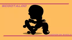 Size: 1920x1080 | Tagged: artist:blowingbomb, artist:mzx-90, derpibooru import, helmet, safe, scootaloo, scooter, silhouette, vector, wallpaper