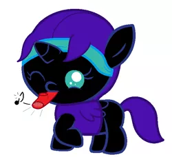 Size: 600x548 | Tagged: safe, artist:beavernator, derpibooru import, oc, oc:nyx, unofficial characters only, alicorn, pony, alicorn oc, baby, baby pony, beavernator is trying to murder us, cute, kazoo, music notes, musical instrument, nyxabetes, solo, weapons-grade cute