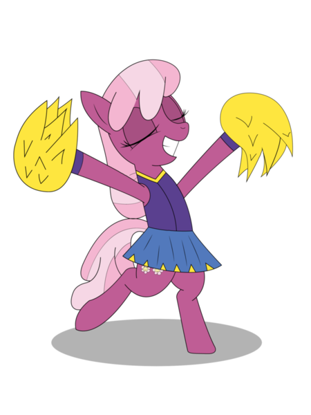 Size: 774x1032 | Tagged: safe, artist:laserbiskit, derpibooru import, cheerilee, pony, the cart before the ponies, bipedal, cheerileeder, cheerleader, eyes closed, pom pom, simple background, smiling, solo, transparent background