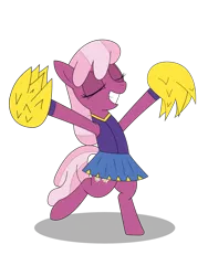 Size: 774x1032 | Tagged: safe, artist:laserbiskit, derpibooru import, cheerilee, pony, the cart before the ponies, bipedal, cheerileeder, cheerleader, eyes closed, pom pom, simple background, smiling, solo, transparent background