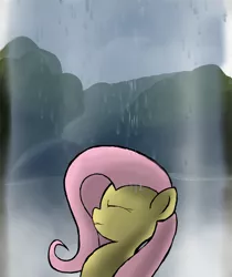 Size: 1566x1868 | Tagged: safe, artist:ritorical, derpibooru import, fluttershy, forest, portrait, solo, waterfall