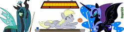 Size: 3782x1003 | Tagged: safe, artist:roger334, derpibooru import, derpy hooves, nightmare moon, queen chrysalis, pegasus, pony, billiards, female, inkscape, mare, ponyscape, pool table, simple background, transparent background, vector