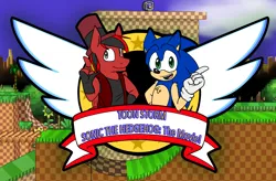 Size: 2276x1496 | Tagged: anthro, anthro oc, artist:isaacs-collar, crossover, cursed image, derpibooru import, green hill zone, harsher in hindsight, hat, oc, oc:toonkriticy2k, red and black oc, safe, sonic the hedgehog, sonic the hedgehog (series), top hat