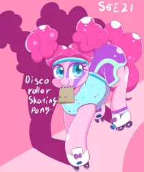 Size: 1024x1217 | Tagged: artist:braffy, clothes, costume, cute, derpibooru import, diapinkes, nightmare night costume, pinkie pie, pinkie puffs, roller skates, safe, scare master, shorts, solo