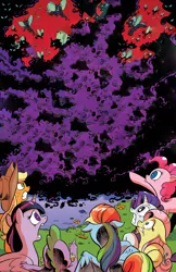 Size: 1400x2154 | Tagged: safe, artist:andypriceart, derpibooru import, edit, idw, applejack, fluttershy, pinkie pie, rainbow dash, rarity, spike, twilight sparkle, twilight sparkle (alicorn), alicorn, changeling, pony, umbrum, spoiler:comic, spoiler:comic35, darkness, exploitable meme, fear, female, mane seven, mane six, mare, meme, template