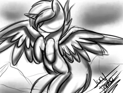 Size: 1600x1200 | Tagged: safe, artist:scarlett-letter, derpibooru import, oc, unofficial characters only, alicorn, pony, alicorn oc, commission, doodle, flying, male, monochrome, sketch, stallion