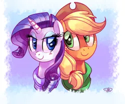 Size: 2000x1666 | Tagged: safe, artist:lightof-dawn, derpibooru import, applejack, rarity, cowboy hat, female, freckles, hat, lesbian, looking at each other, rarijack, shipping, signature, stetson, style emulation, whitediamonds-ish