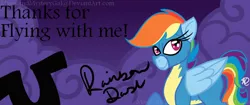 Size: 860x360 | Tagged: artist:magicandmysterygal, card, derpibooru import, hoofprint, rainbow dash, safe, signature, solo, wonderbolts, wonderbolts uniform