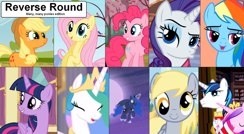 Size: 1281x703 | Tagged: safe, derpibooru import, applejack, derpy hooves, fluttershy, pinkie pie, princess cadance, princess celestia, princess luna, rainbow dash, rarity, shining armor, twilight sparkle, twilight sparkle (alicorn), alicorn, earth pony, pegasus, pony, unicorn, comic:celestia's servant interview, caption, cs captions, female, interview, male, mare, stallion