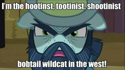 Size: 1280x720 | Tagged: safe, derpibooru import, edit, edited screencap, screencap, big daddy mccolt, earth pony, pony, the hooffields and mccolts, beard, facial hair, image macro, looney tunes, male, mccolt family, meme, merrie melodies, moustache, stallion, wild and woolly hare, yosemite sam
