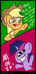 Size: 3200x6500 | Tagged: safe, artist:machstyle, derpibooru import, applejack, twilight sparkle, twilight sparkle (alicorn), alicorn, pony, what about discord?, comic, female, high, highlight sparkle, implied drug use, mare