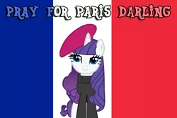 Size: 2000x1333 | Tagged: artist:dashiemlpfim, artist:sircinnamon, beatnik, derpibooru import, drama, flag, france, rarity, religion, safe, stand with paris, vector