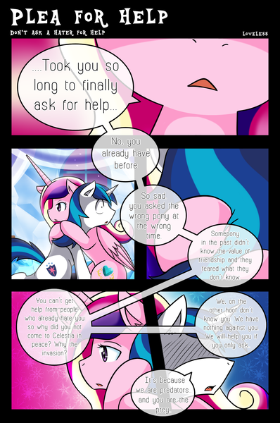 Size: 1500x2262 | Tagged: artist:vavacung, comic, comic:to love alicorn, derpibooru import, dialogue, disguise, princess cadance, queen chrysalis, safe, shining armor, speech bubble