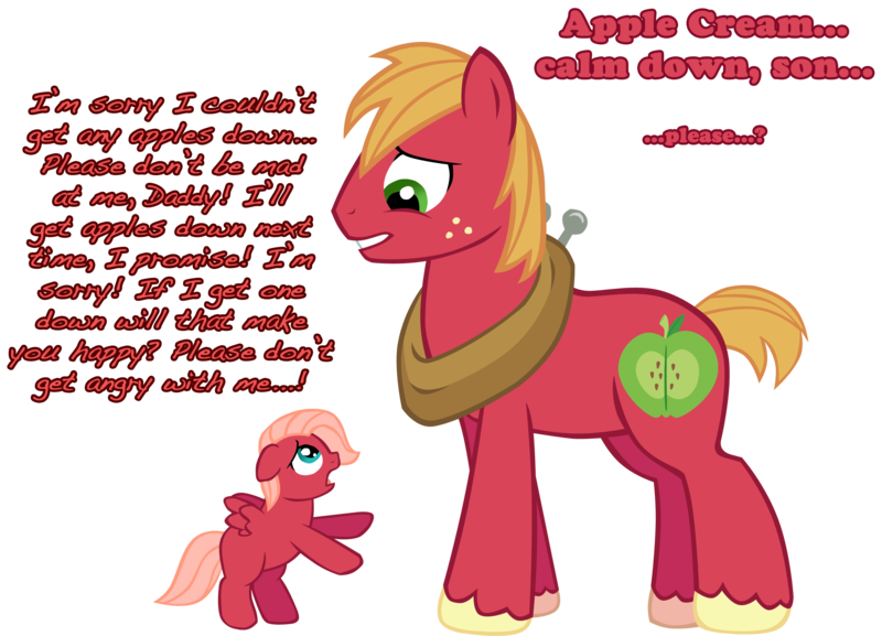 Size: 2561x1847 | Tagged: safe, artist:ludiculouspegasus, derpibooru import, big macintosh, oc, oc:apple cream, earth pony, pony, father and son, male, offspring, parent:big macintosh, parent:fluttershy, parents:fluttermac, simple background, stallion, transparent background