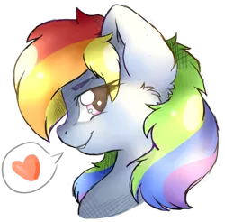 Size: 608x598 | Tagged: safe, artist:london13ridges, derpibooru import, rainbow dash, pegasus, pony, cheek fluff, cute, dashabetes, ear fluff, female, heart, mare, portrait, profile, simple background, solo, transparent background