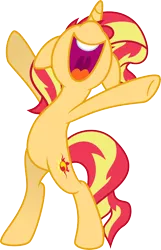 Size: 5494x8511 | Tagged: safe, artist:osipush, derpibooru import, edit, vector edit, sunset shimmer, pony, unicorn, a friend in deed, equestria girls, absurd resolution, bipedal, floppy ears, inkscape, nose in the air, open mouth, simple background, smile song, solo, transparent background, vector