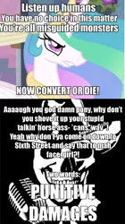 Size: 800x1433 | Tagged: cans.wav, derpibooru import, exploitable meme, fanfic:the conversion bureau, ghost, humanity fuck yeah, meme, misanthropy, princess celestia, radio graffiti, safe, the conversion bureau, the man they call ghost, true capitalist radio, vulgar, xenolestia