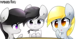 Size: 1264x632 | Tagged: safe, artist:papibabidi, derpibooru import, derpy hooves, octavia melody, oc, pegasus, pony, female, mare