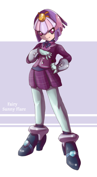 Size: 1316x2400 | Tagged: safe, artist:thegreatrouge, derpibooru import, sunny flare, equestria girls, friendship games, capcom, clothes, crossover, crystal prep academy, crystal prep academy uniform, crystal prep shadowbolts, fairy leviathan, megaman, megaman zero, pleated skirt, school uniform, skirt, solo