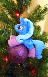 Size: 720x1162 | Tagged: safe, artist:1stastrastudio, derpibooru import, trixie, pony, unicorn, christmas tree, clothes, female, irl, mare, photo, plushie, socks, solo, tree