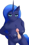 Size: 2600x4051 | Tagged: anthro, armpits, artist:twistedscarlett60, boobjob, breasts, busty princess luna, colored pupils, derpibooru import, disembodied penis, explicit, female, foreskin, human, human on anthro action, human penis, looking at you, male, nudity, penis, princess luna, simple background, straight, transparent background