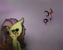 Size: 1280x1024 | Tagged: grimdark, artist:yashathebasher, derpibooru import, fluttershy, angry, blood