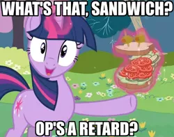 Size: 500x394 | Tagged: derpibooru import, food, image macro, magic, meme, op, op has low self esteem, reaction image, safe, sandvich, sandwich, sandwich armor, twilight sparkle