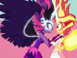 Size: 3840x2880 | Tagged: safe, artist:cybersquirrel, derpibooru import, sci-twi, sunset shimmer, twilight sparkle, equestria girls, friendship games, clothes, daydream shimmer, horns are touching, human twilight snapple, midnight snapple, midnight sparkle, tardy, twilight snapple