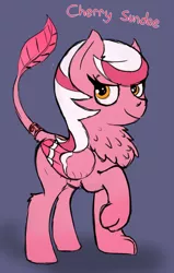 Size: 636x1000 | Tagged: safe, artist:cherry bomb, derpibooru import, oc, oc:cherrysundae, unofficial characters only, classical hippogriff, hippogriff, paws, solo, tail ring