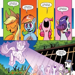 Size: 1367x1363 | Tagged: safe, artist:andypriceart, derpibooru import, idw, applejack, fluttershy, pinkie pie, rainbow dash, rarity, shining armor, spike, twilight sparkle, twilight sparkle (alicorn), alicorn, pony, siege of the crystal empire, spoiler:comic, spoiler:comic36, :o, cage, comic, eyes closed, faic, female, magic, male, mane seven, mane six, mare, official comic, open mouth, smiling, stallion, wide eyes