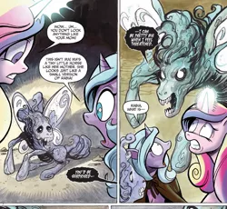 Size: 1370x1261 | Tagged: safe, artist:andypriceart, derpibooru import, idw, ira, princess cadance, rabia, radiant hope, pony, umbrum, siege of the crystal empire, spoiler:comic, spoiler:comic36, female, mare, nightmare fuel, true form, you know for kids