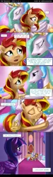 Size: 600x2000 | Tagged: safe, artist:imdrunkontea, derpibooru import, princess celestia, sunset shimmer, twilight sparkle, twilight sparkle (alicorn), alicorn, pony, comic:the reunion, begging, comic, crying, female, forgiveness, heartwarming in hindsight, hug, mare, reunion, the prodigal sunset