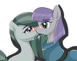Size: 960x768 | Tagged: suggestive, artist:umejiru, derpibooru import, marble pie, maud pie, earth pony, pony, blushing, drool, drool string, female, incest, kissing, lesbian, pie sisters, piecest, pixiv, shipping, siblings, sisters, sloppy kissing
