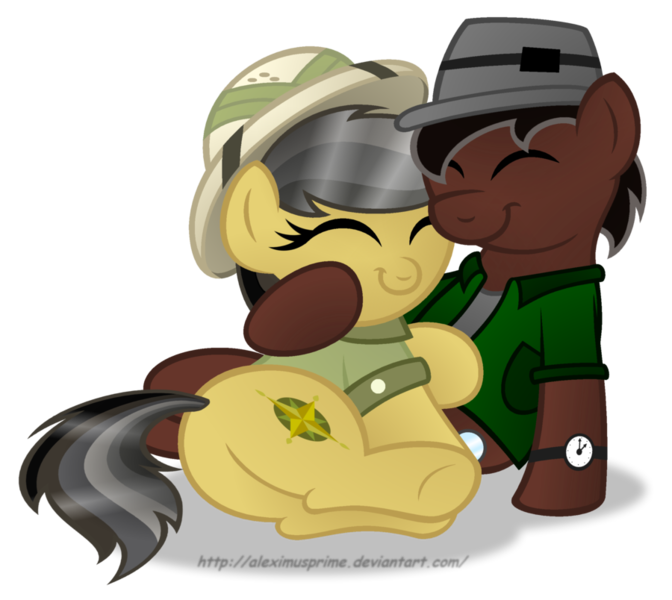 Size: 900x804 | Tagged: safe, artist:aleximusprime, derpibooru import, daring do, oc, oc:phillip finder, earth pony, pegasus, pony, canon x oc, cuddling, cute, female, male, phiring, plot, shipping, simple background, snuggling, transparent background