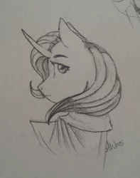 Size: 972x1231 | Tagged: safe, artist:fairdahlia, derpibooru import, trixie, pony, unicorn, female, mare, monochrome, portrait, solo, traditional art