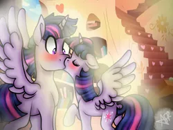 Size: 1600x1200 | Tagged: alicorn, artist:artistcoolpony, derpibooru import, dusk shine, dusktwi, female, kissing, male, prince dusk, rule 63, safe, selfcest, self ponidox, shipping, straight, twilight sparkle, twilight sparkle (alicorn)