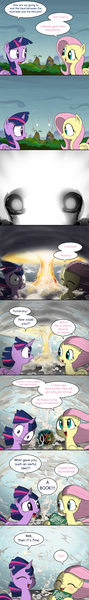 Size: 1750x11856 | Tagged: semi-grimdark, artist:doublewbrothers, derpibooru import, fluttershy, twilight sparkle, twilight sparkle (alicorn), alicorn, pony, fallout equestria, the hooffields and mccolts, alternate ending, bad end, bookhorse, comic, cute, fallout, female, implied death, mare, mushroom cloud, nuclear weapon, pure unfiltered evil, season 5 comic marathon, shyabetes, skeleton, this will end in cancer, this will end in tears and/or death, twiabetes, weapon, windswept mane, x-ray sparks