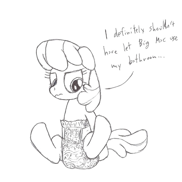 Size: 800x800 | Tagged: artist:datspaniard, cheerilee, derpibooru import, diaper, diaper fetish, monochrome, poofy diaper, questionable, solo