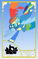 Size: 560x860 | Tagged: safe, artist:magicandmysterygal, derpibooru import, rainbow dash, card, goggles, trading card, wonderbolts, wonderbolts uniform