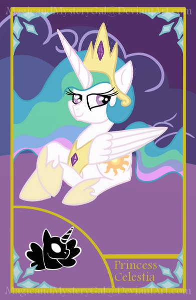 Size: 560x860 | Tagged: artist:magicandmysterygal, card, derpibooru import, princess celestia, safe, solo, trading card